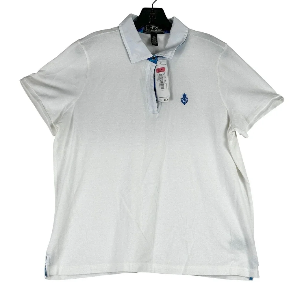 Ralph Lauren Lauren Active Polo Shirt Women 1X White Preppy Sporty